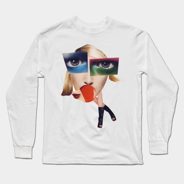 MakeUp Girl Long Sleeve T-Shirt by Luca Mainini